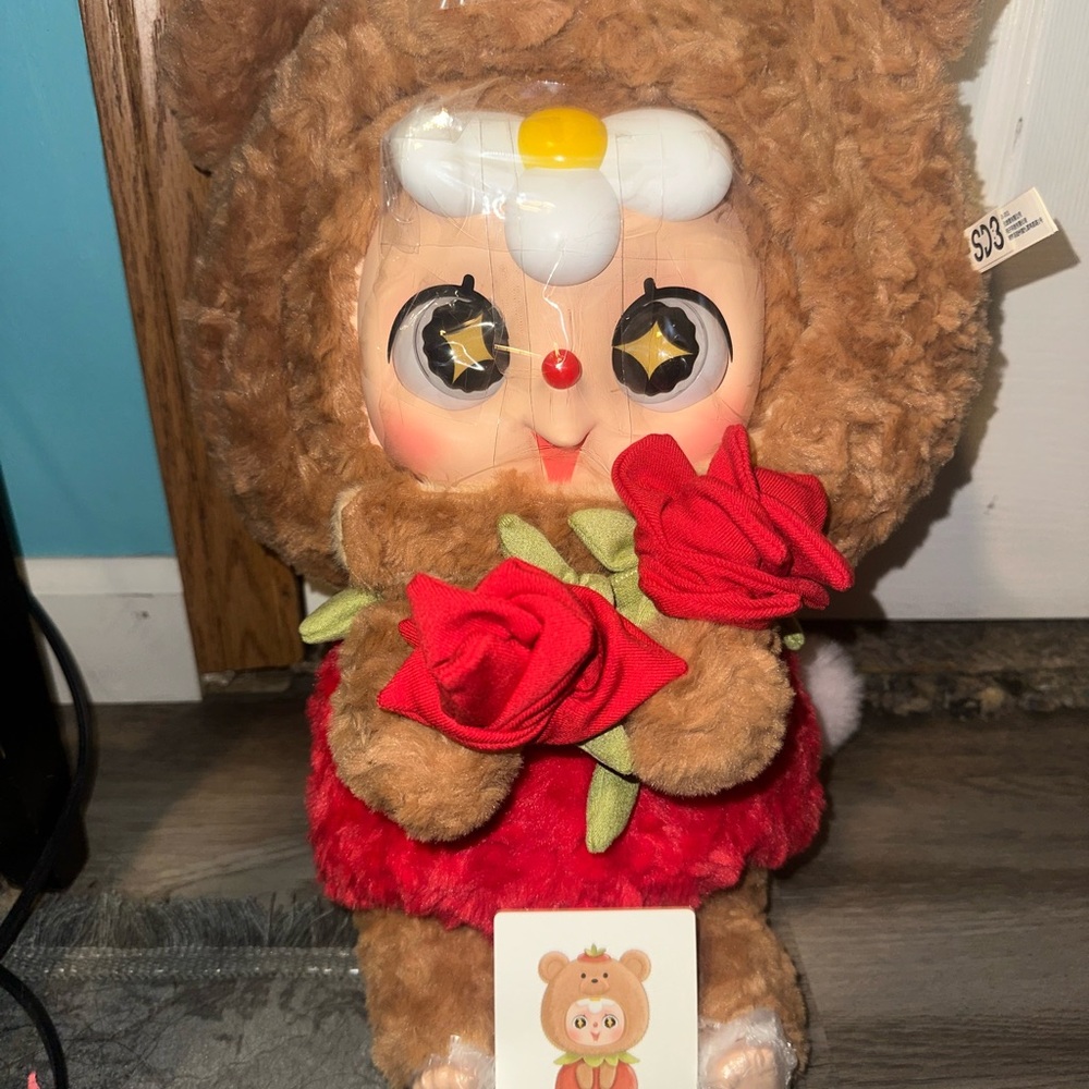 Adorable Brown Bear Plush with Red Roses